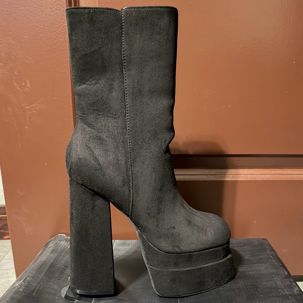 EGO Black Suede Platform Boots